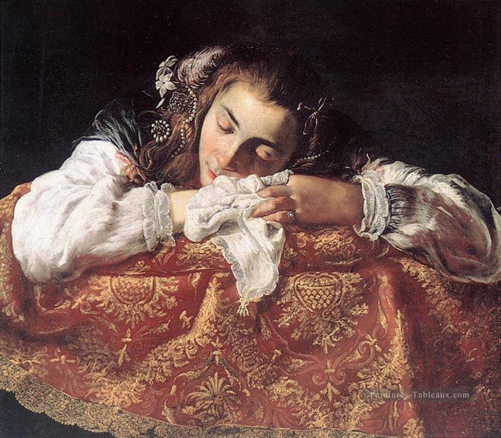 Chiffres baroques Sleeping Girl Domenico Fetti Peintures à l'huile